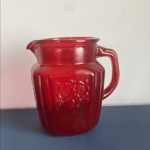 Vintage‎ Amberina Red Glass Pitcher